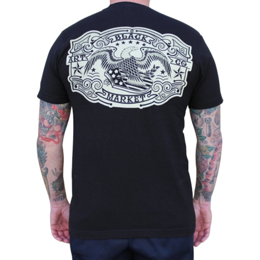 Proud Eagle USA Men's Tattoo Art Black T-shirt S-M-L-XL NWT